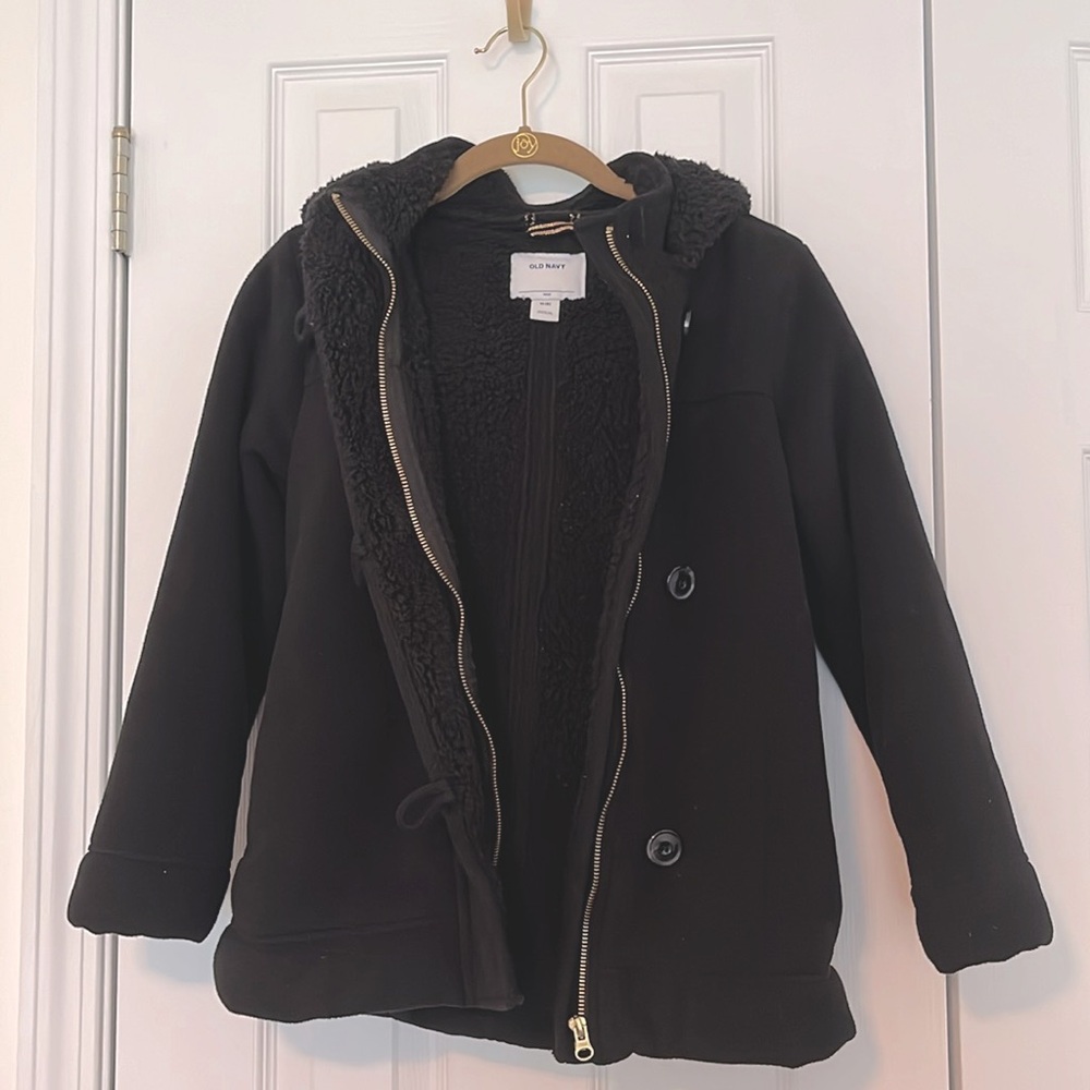 OLD NAVY Girls Black Hooded Pea Coat - Size M